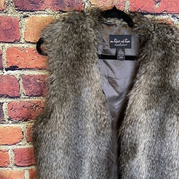 PARKHURST Faux Fur Long Vest with Pockets Size M/L - Picture 5 of 11